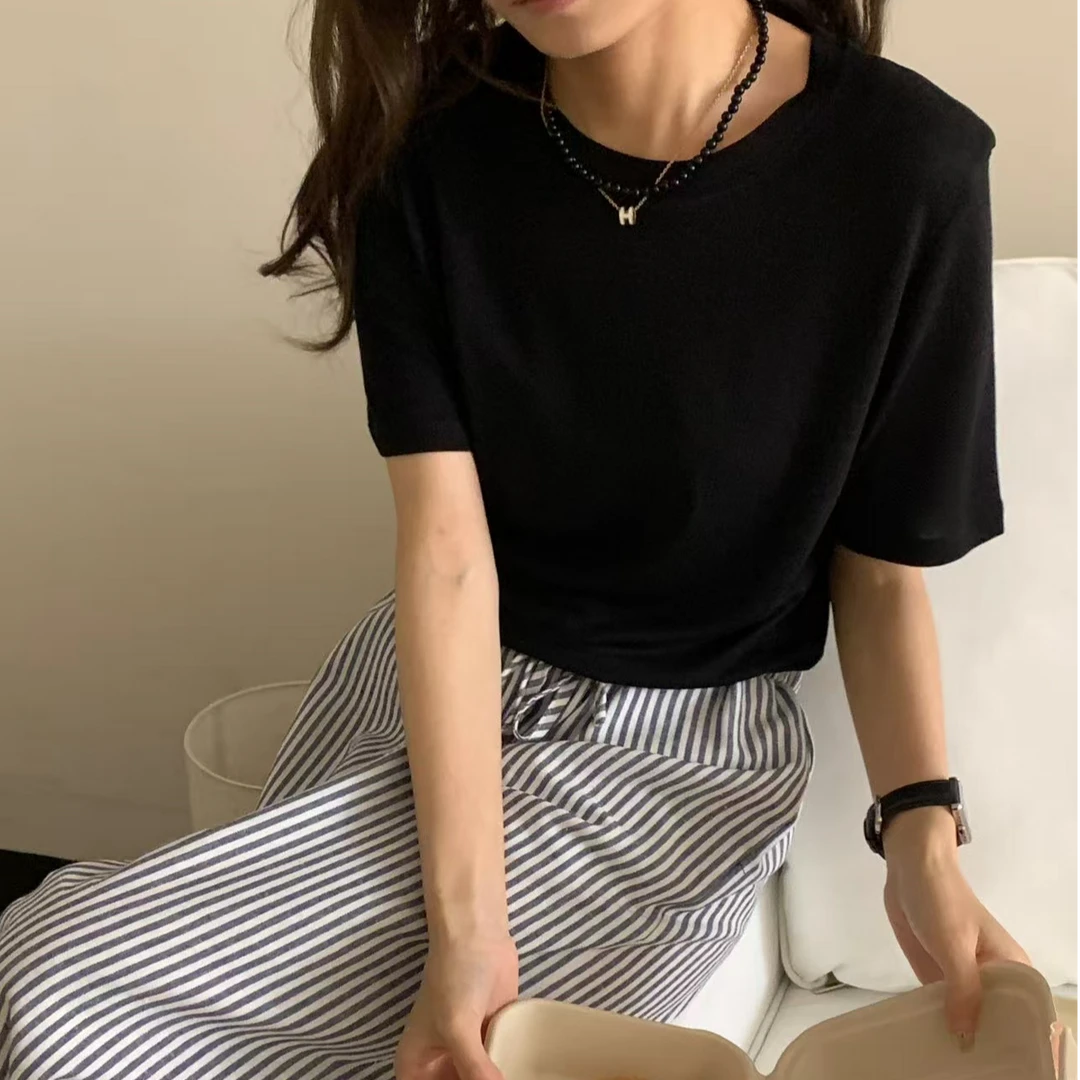 8825佳选轻奢新款纯色简约百搭短袖