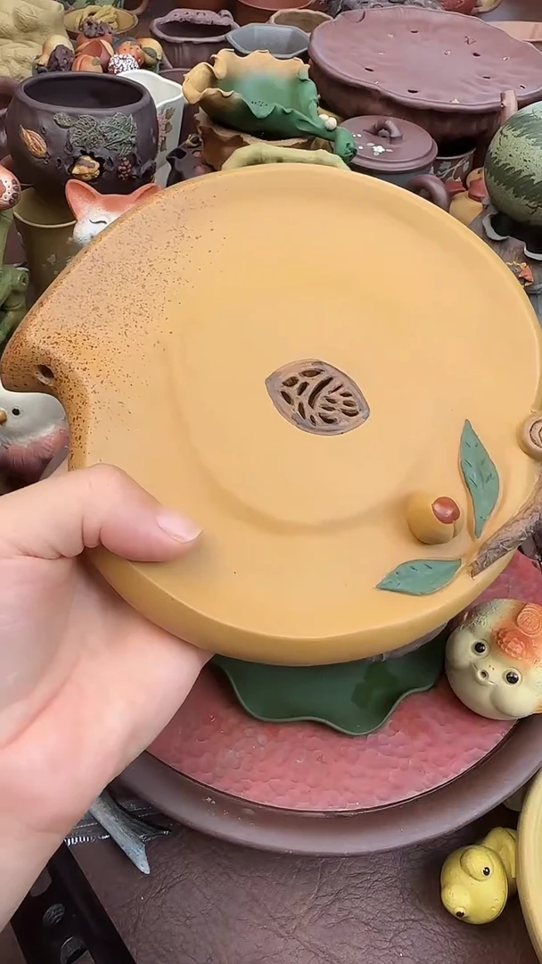 紫砂茶宠桃子壶承