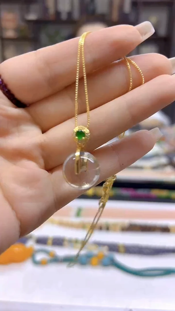 银S925镀金镶嵌吊坠(赠链)水晶DIY款D294