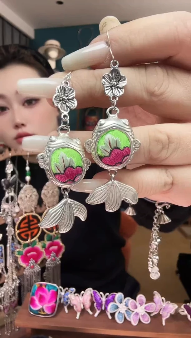 刺绣纯手工民族风刺绣耳环