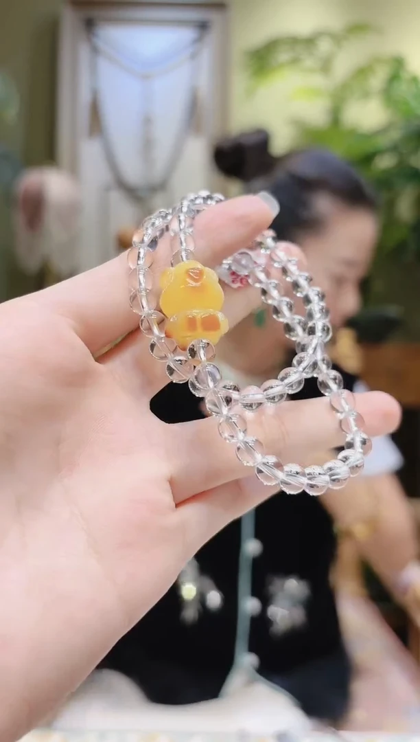 【闪购商品】水晶手串未镶嵌蜜蜡熊白水晶手串2圈Y