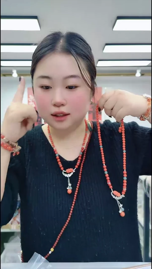 【闪购商品】南红玛瑙颈饰合金0229柿子红羽毛款项链