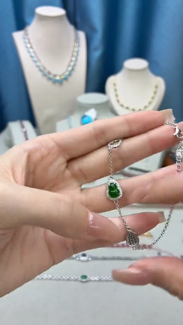 银S925镶嵌手链翡翠383JH0101产品一个（多样性）