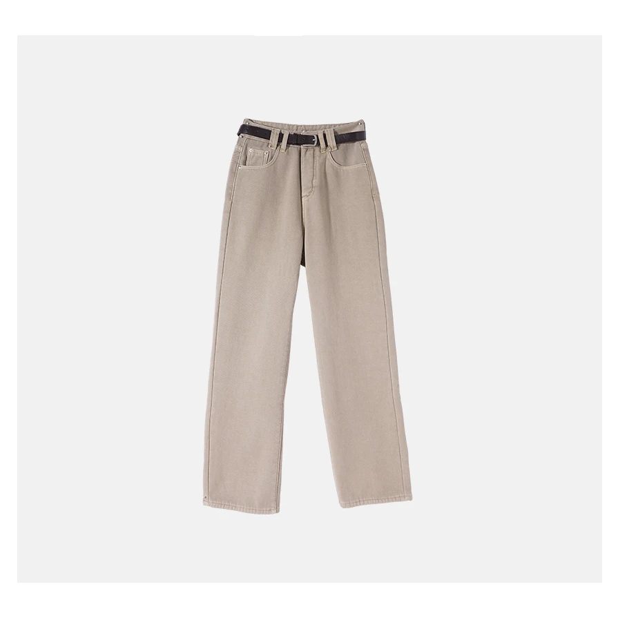 牛仔裤子直筒裤加绒加厚秋冬季宽松显瘦休闲时尚女士保暖长裤0163