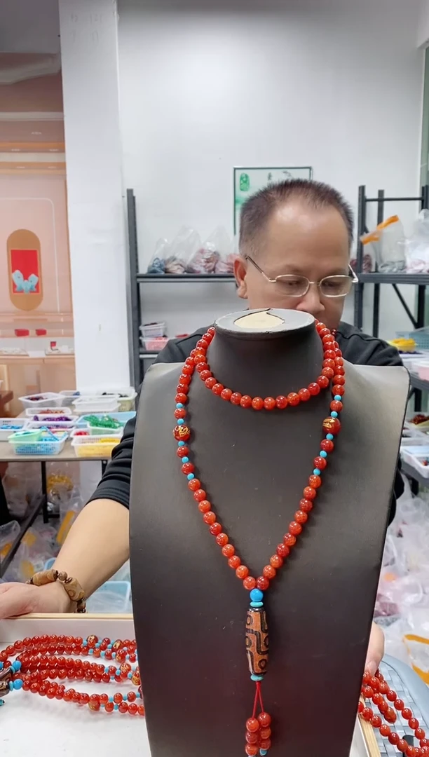 未镶嵌项链玛瑙/玉髓龙纹玛瑙藏珠项链