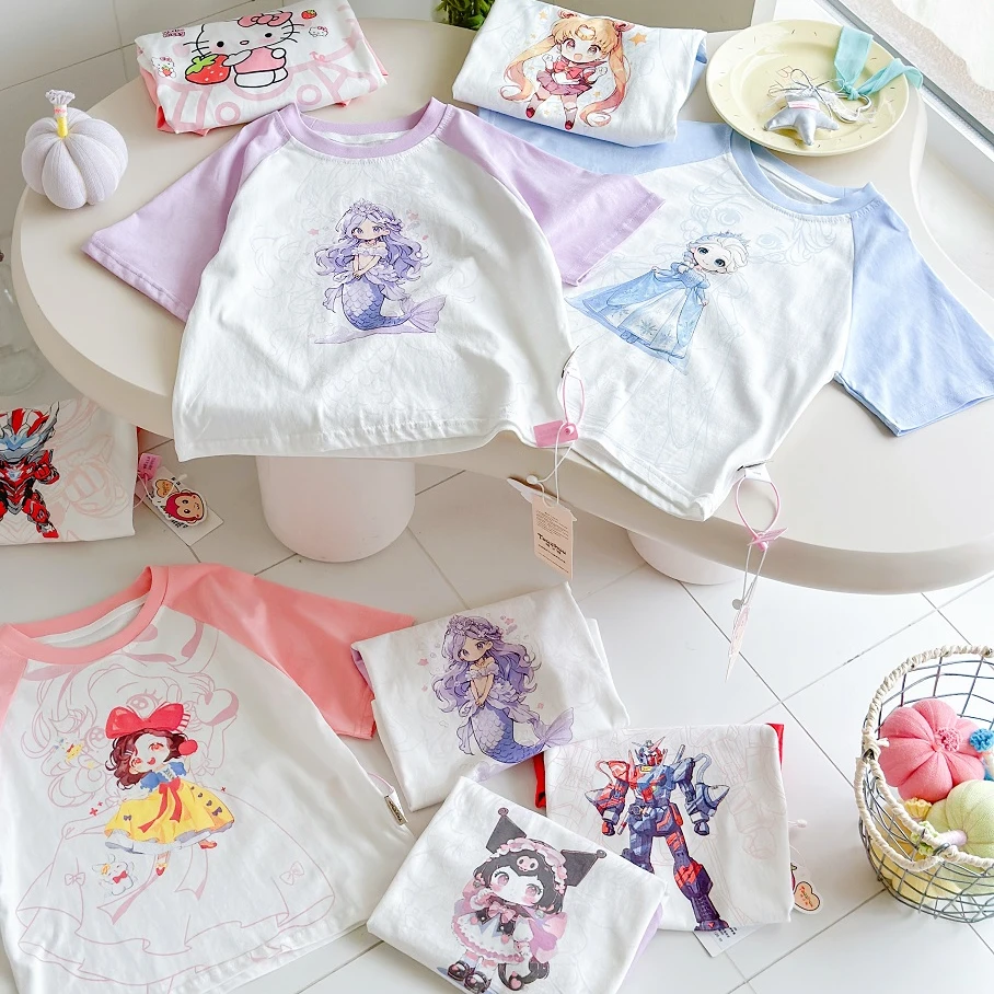 【光变短袖】2025款女童男童纯棉卡通趣味光变短袖HX2578