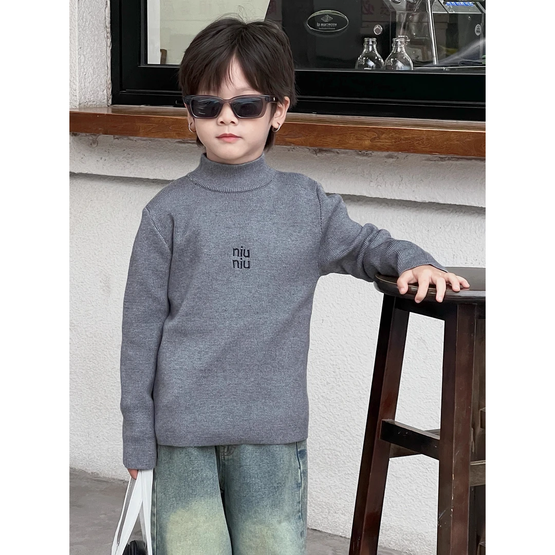 韩国男女童毛衣25新款儿童半高领针织衫酷帅韩版时髦秋装宝宝上衣