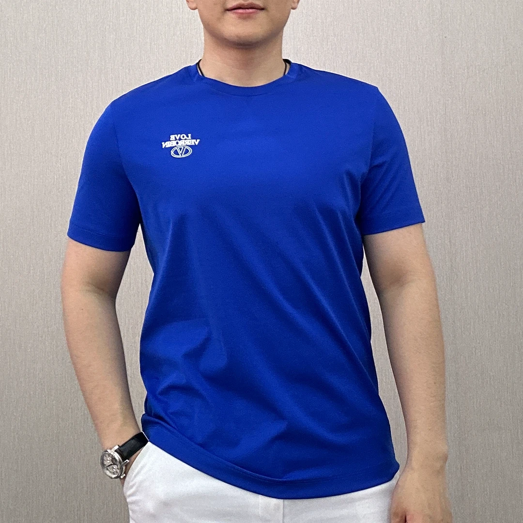 古帝特尼>新款男士潮流高定欧货时尚百搭修身胶印圆领短袖Z-36863