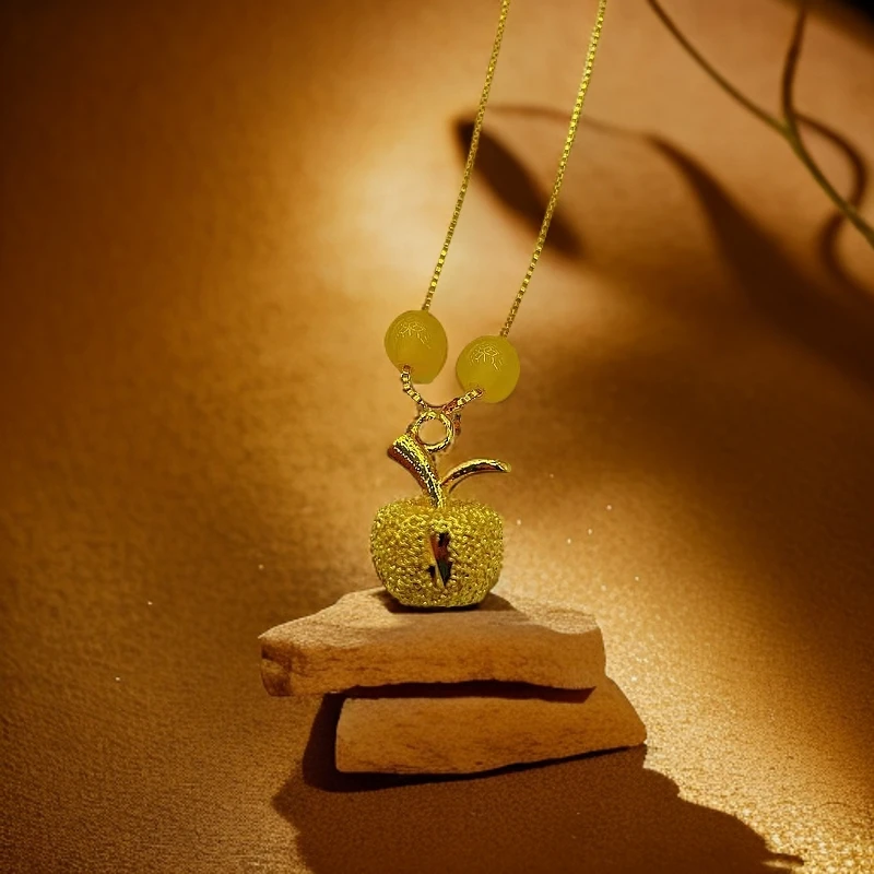 【梦梦专属】【附证书+礼盒】合金镶嵌玉髓珠苹果吊坠赠合金链DD12713