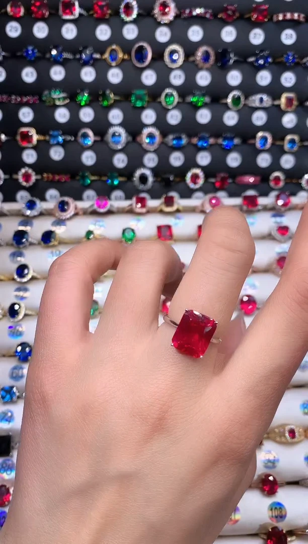 【闪购商品】红宝石戒指银S925镶嵌1012白