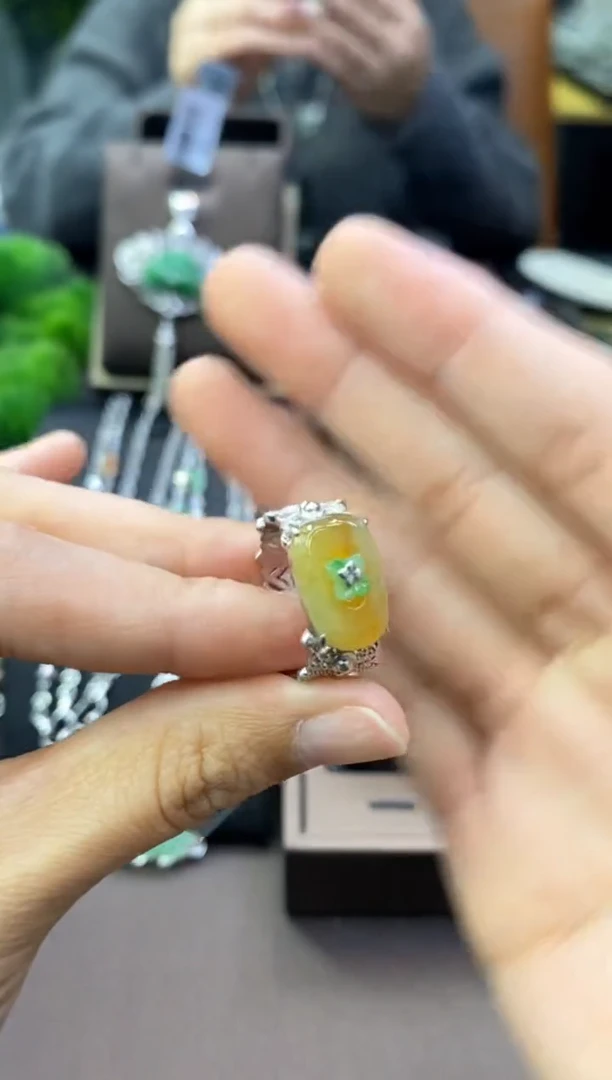 颈饰银S925镶嵌翡翠净货15809