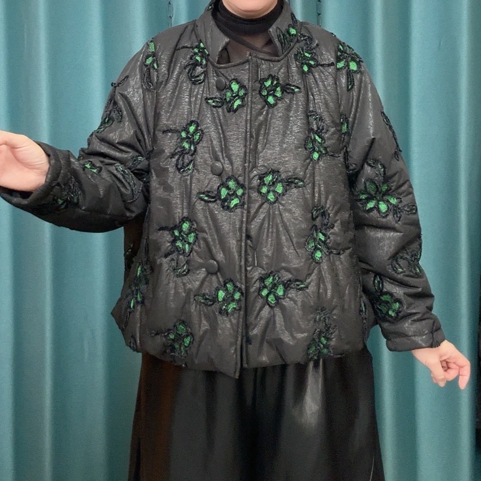 冬季刺绣复古百搭短版棉衣