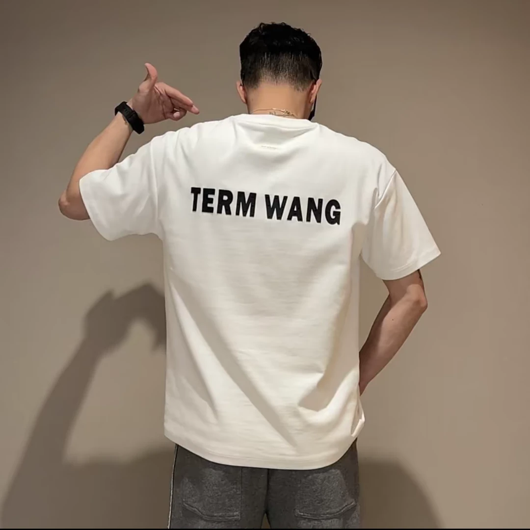 TERM WANG 百搭男夏季重磅纯棉美式港风T恤图案休闲夏季印花半袖