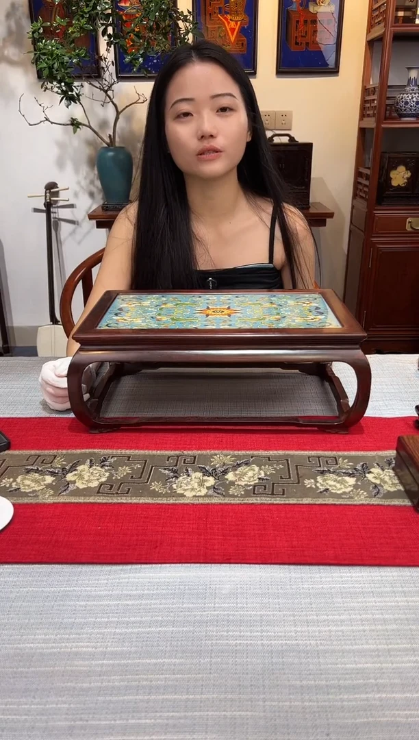 紫檀木类成套家具案上底座 景泰蓝