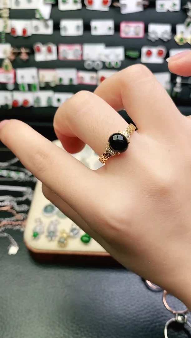 翡翠戒指银S925镶嵌0