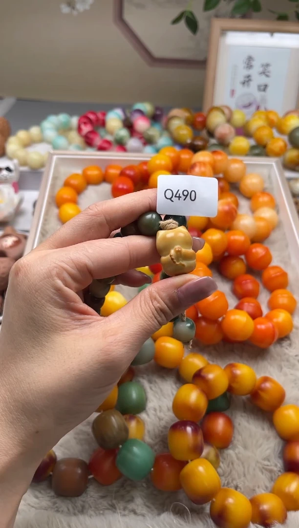 白玉菩提手串通货Q490牙果佛系猫一颗22-25mm