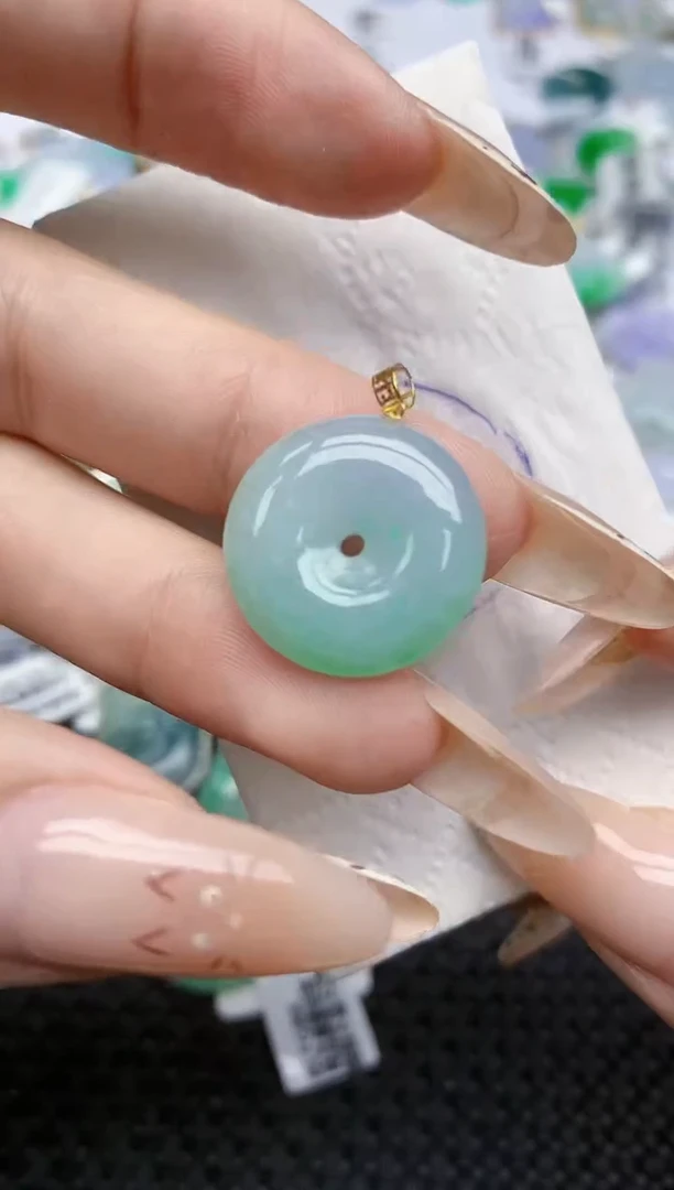 翡翠18K金镶嵌颈饰538   天然翡翠A货