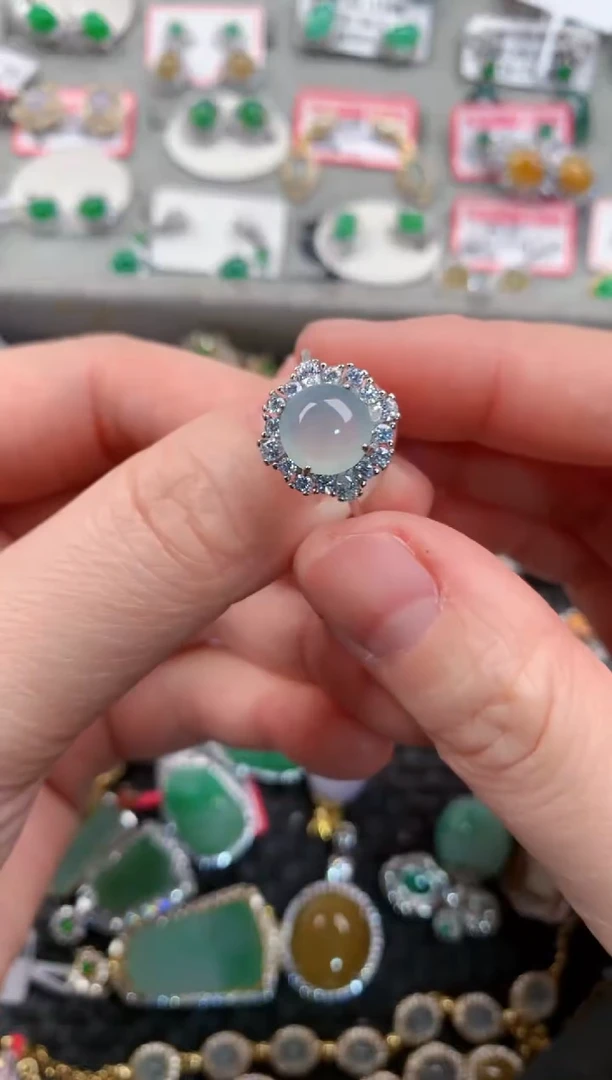 银S925镶嵌戒指翡翠999---9