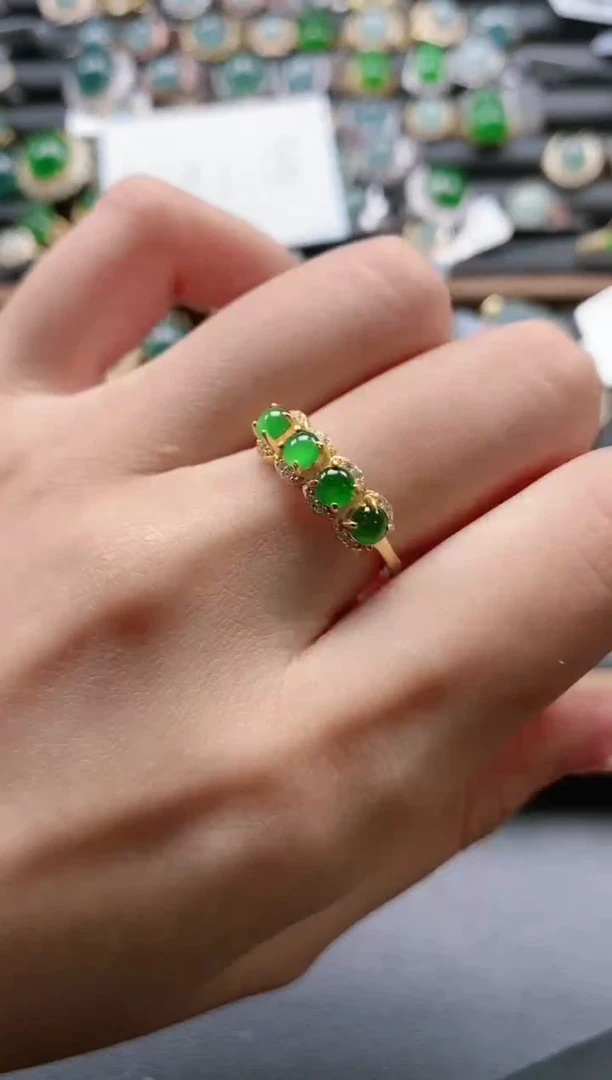 【闪购商品】翡翠戒指银S925镶嵌5151-15