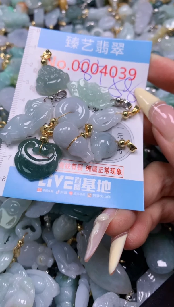 翡翠未镶嵌颈饰含绳0004039
