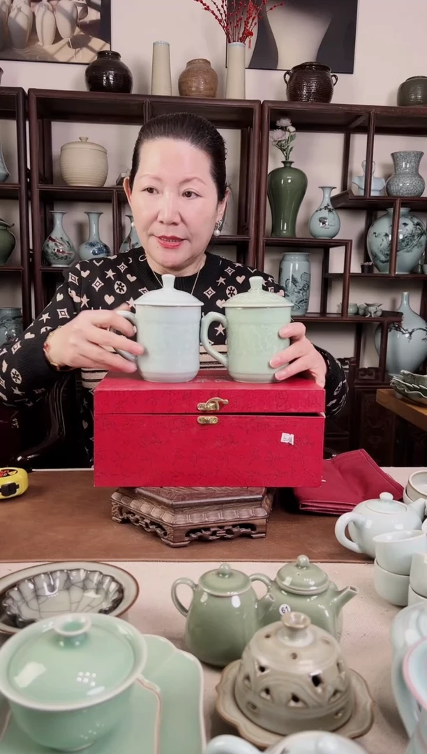 【闪购商品】杯牡丹对杯B（粉青 梅青）