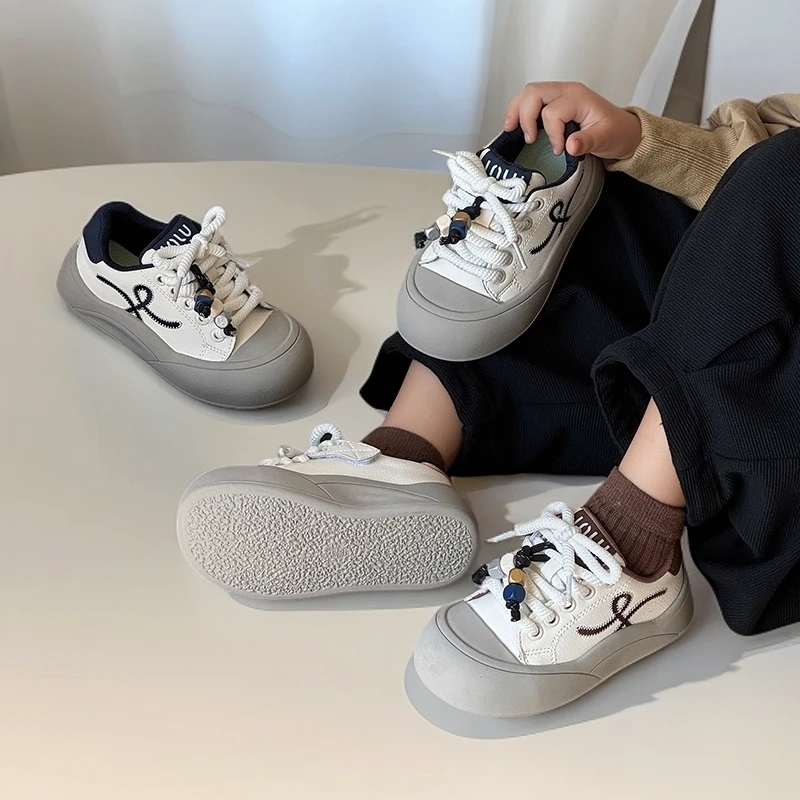 韩版真皮丑萌大头女童鞋秋季款爆款潮流百搭户外运动鞋童鞋男童