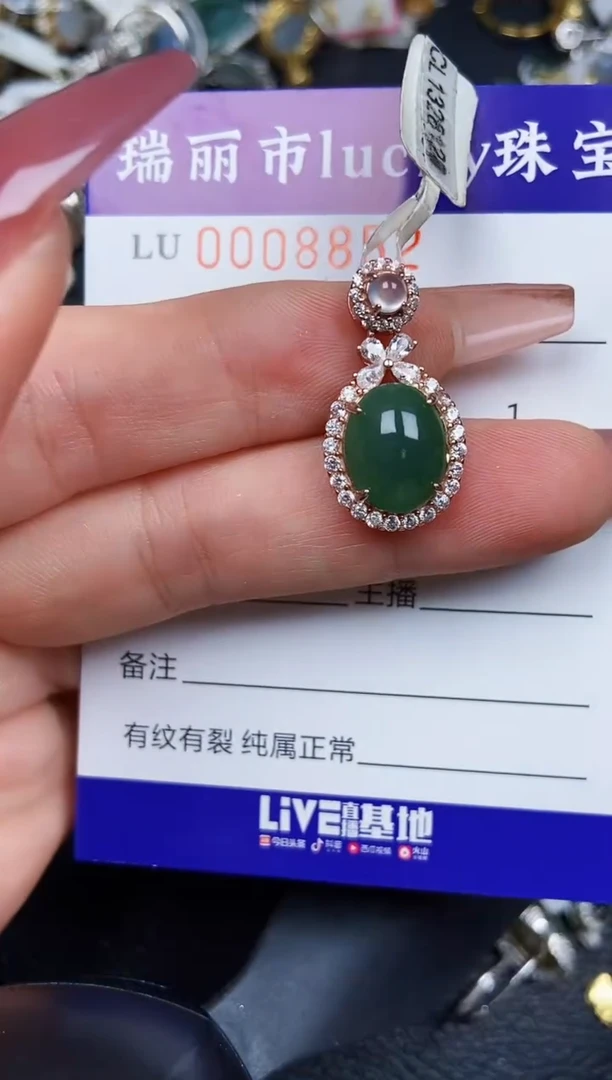 翡翠银S925镶嵌颈饰8852