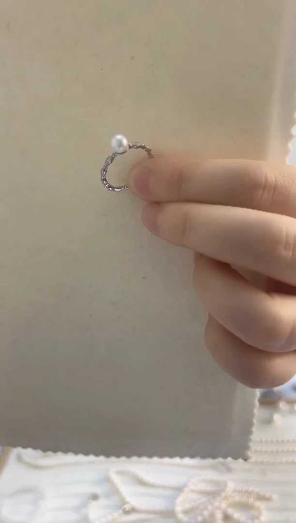 银S925镶嵌戒指淡水珍珠6戒指钻