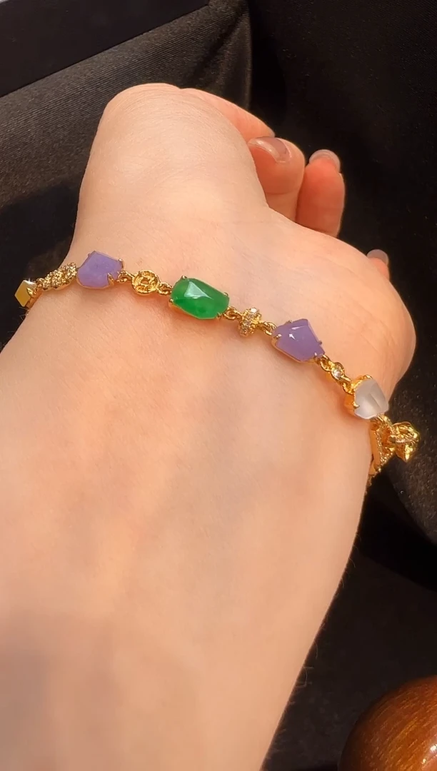 18K金镶嵌手链翡翠L6手链1