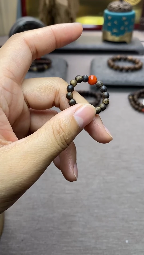 【闪购商品】沉香沉香碎屑白棋戒指04