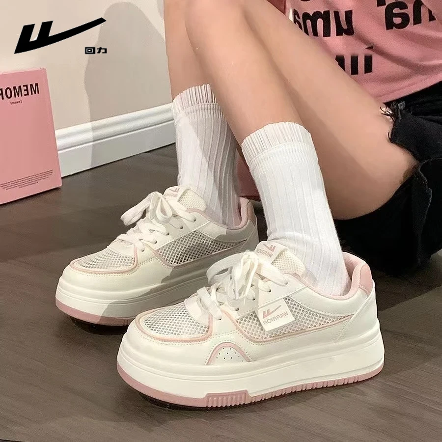 回力女鞋透气薄款厚底休闲板鞋2026夏季网女款复古韩版厚底小白鞋