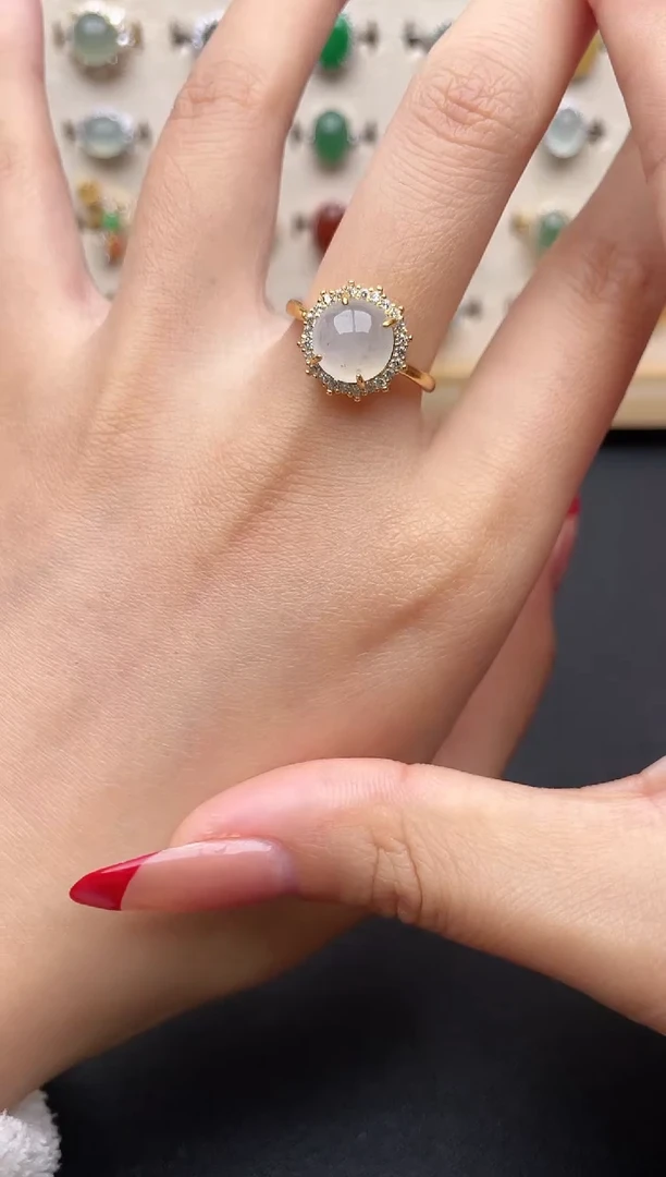 【闪购商品】翡翠戒指银S925镶嵌一物一证一礼盒