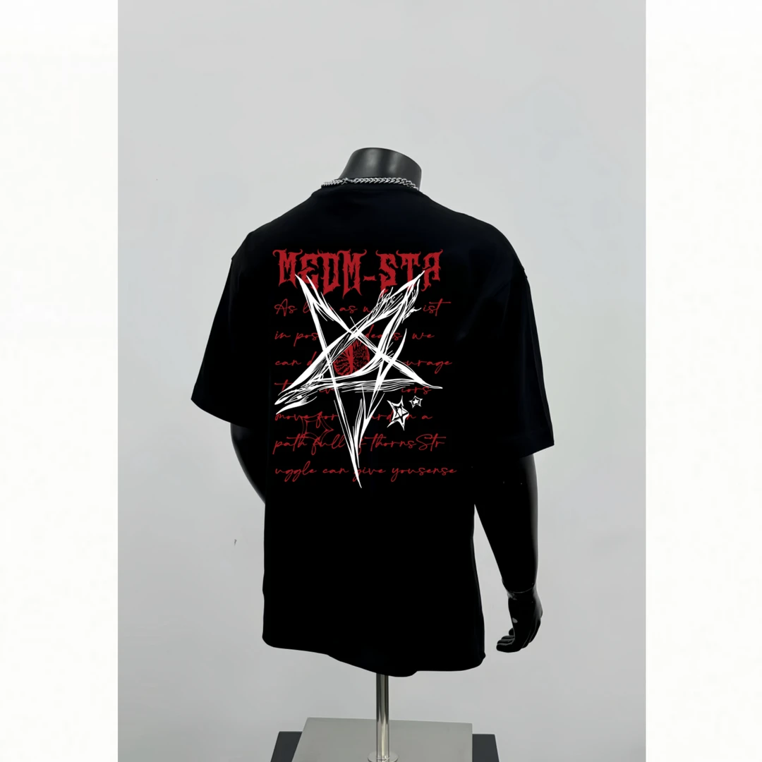 STA.MEDM纯棉美式潮牌五角星印花短袖T恤男女夏季宽松情侣上衣潮