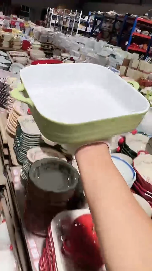 陶瓷绿色方碗微瑕 凑满20元包邮