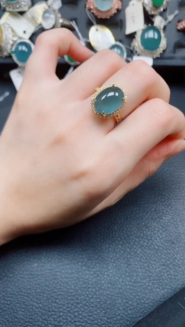 银S925镶嵌戒指翡翠翡翠