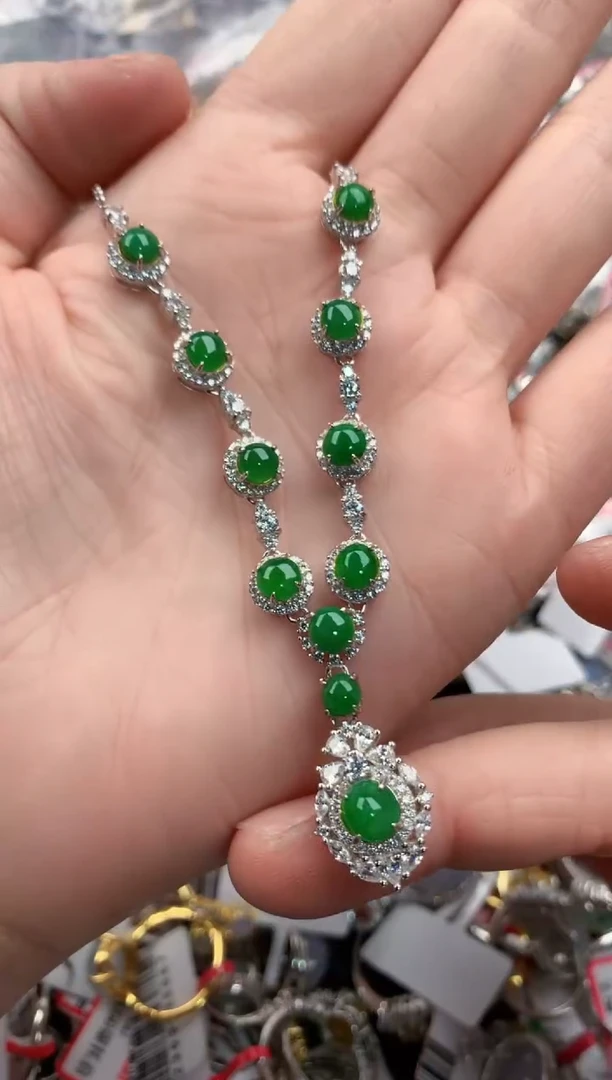 银S925镶嵌戒指翡翠6666---9