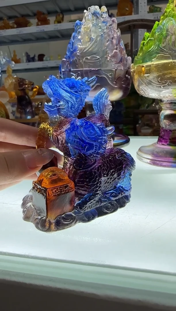 琉璃手工艺品双麒麟