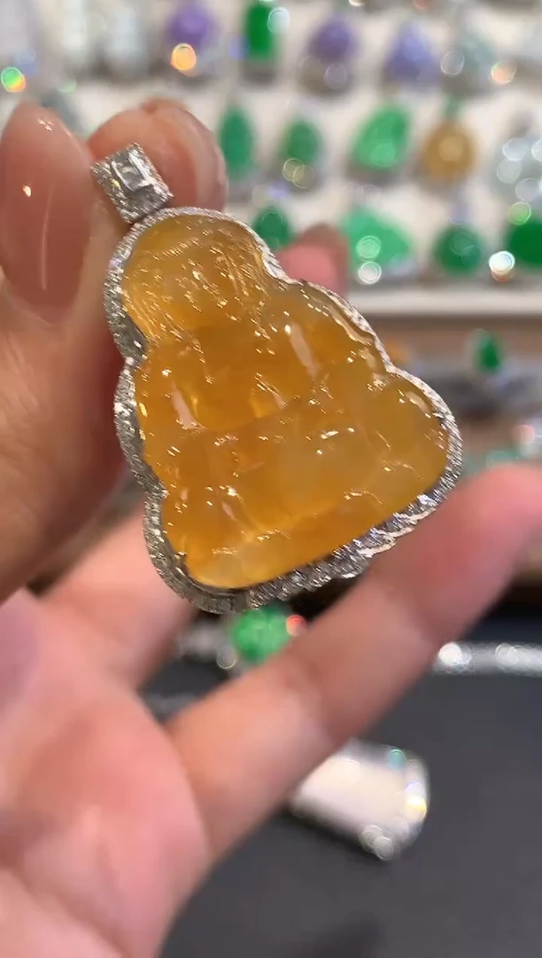 吊坠(不含链)18K金镶嵌翡翠a92