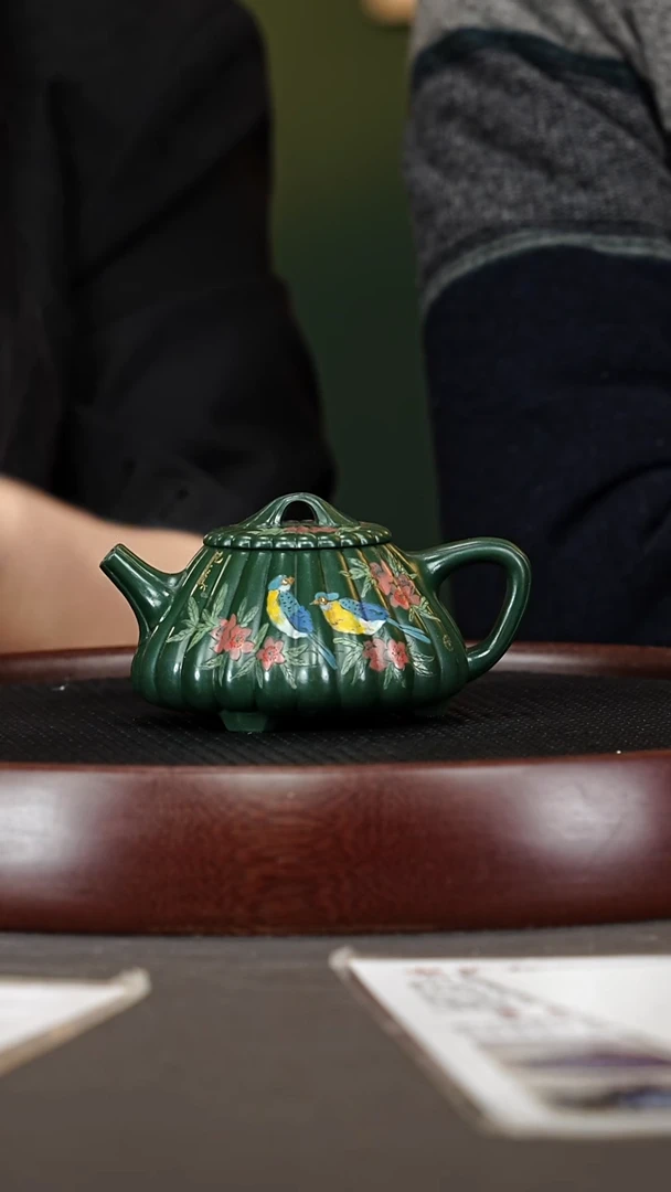 茶壶紫砂78鲍宜明 筋纹石瓢 绿泥230cc