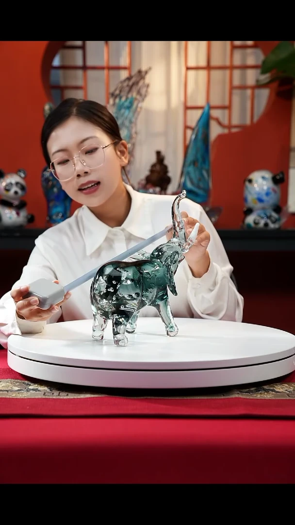 手工艺品琉璃天青色大象