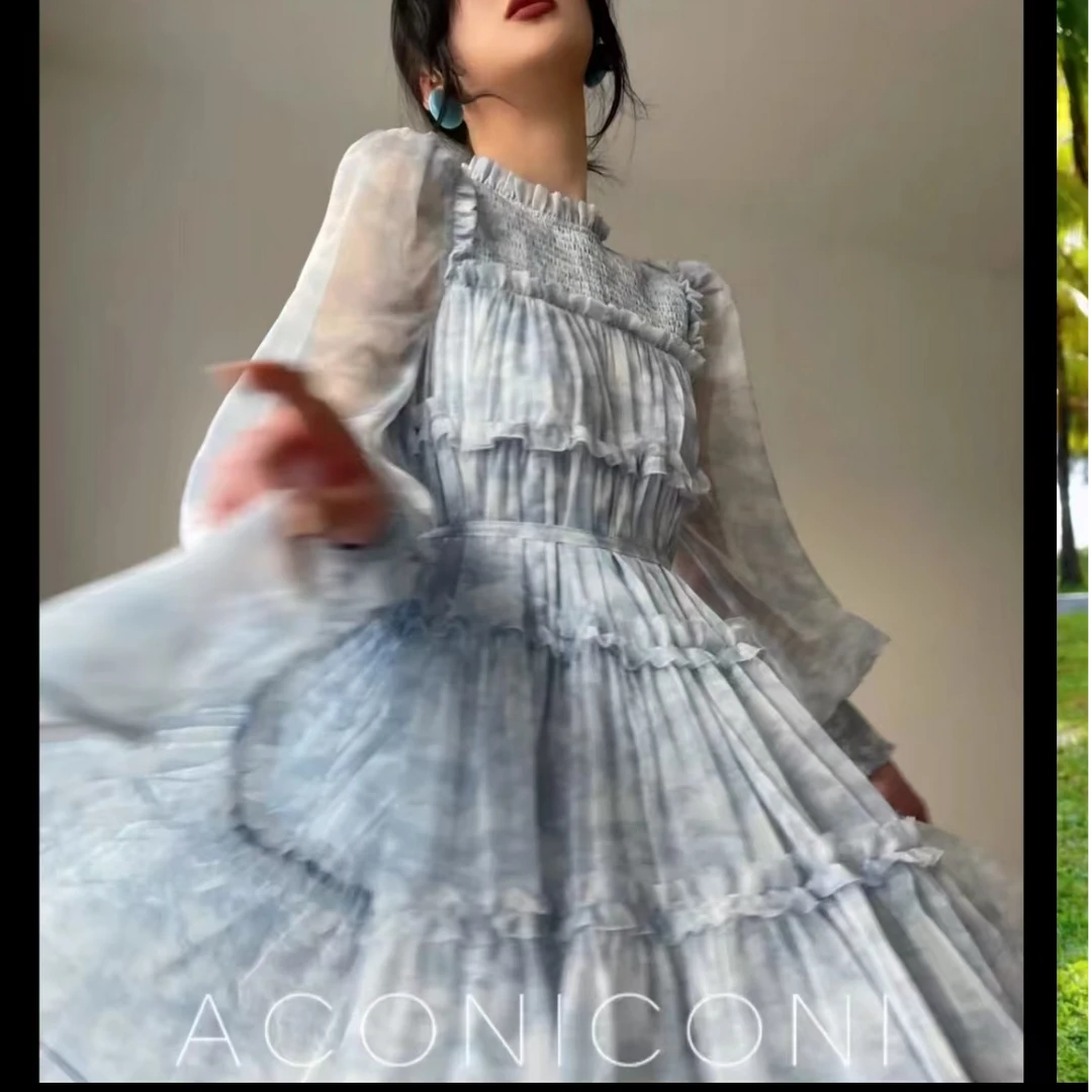 【深圳南油】连衣裙女新款法式高级感甜美气质减龄显瘦中长款式裙