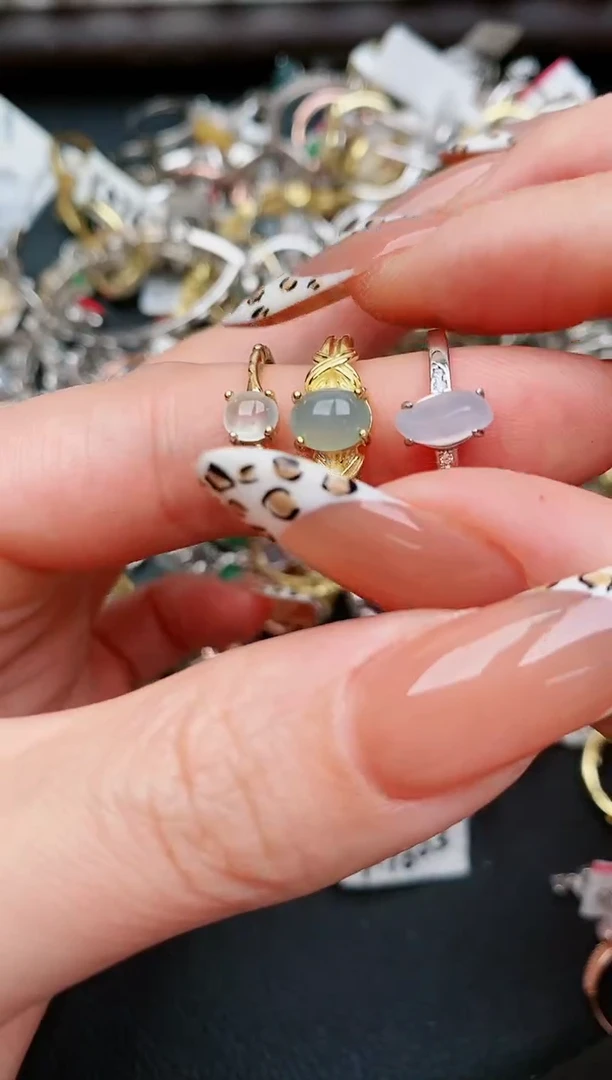 翡翠戒指银S925镶嵌...