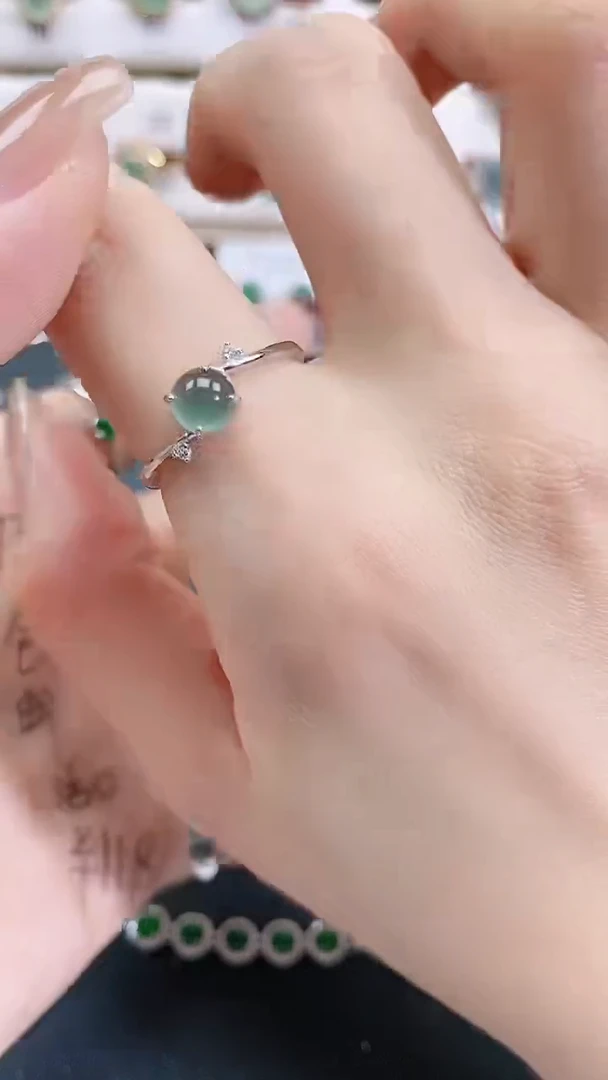 银S925镶嵌戒指翡翠天然翡翠
