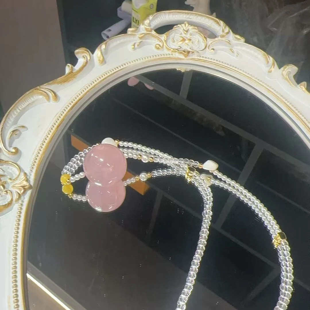 粉晶大单珠项链女生氛围感（多样性发其一）