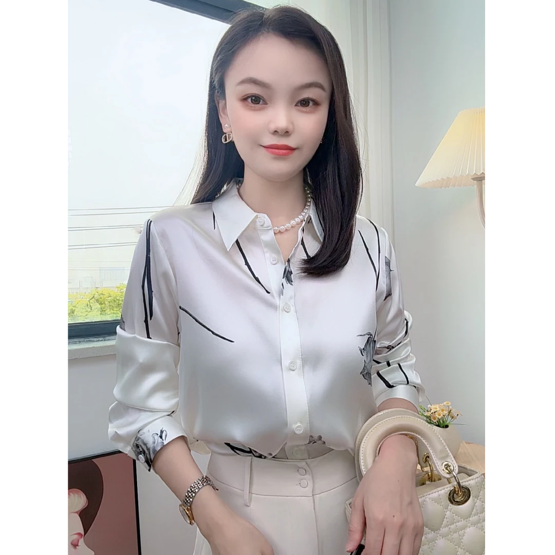 【灿灿】重磅真丝桑蚕丝衬衫女春秋2025年新款洋气百搭女士职业衬衣