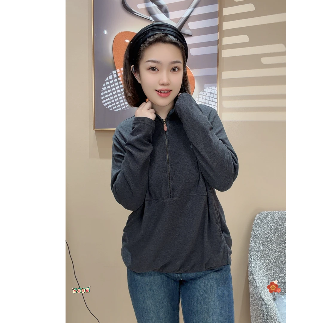 半拉链女士拼接套头大码拉链常规卫衣JY85687