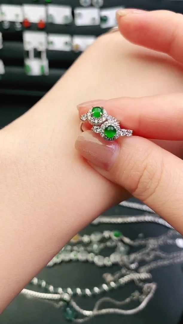 银S925镶嵌戒指翡翠0