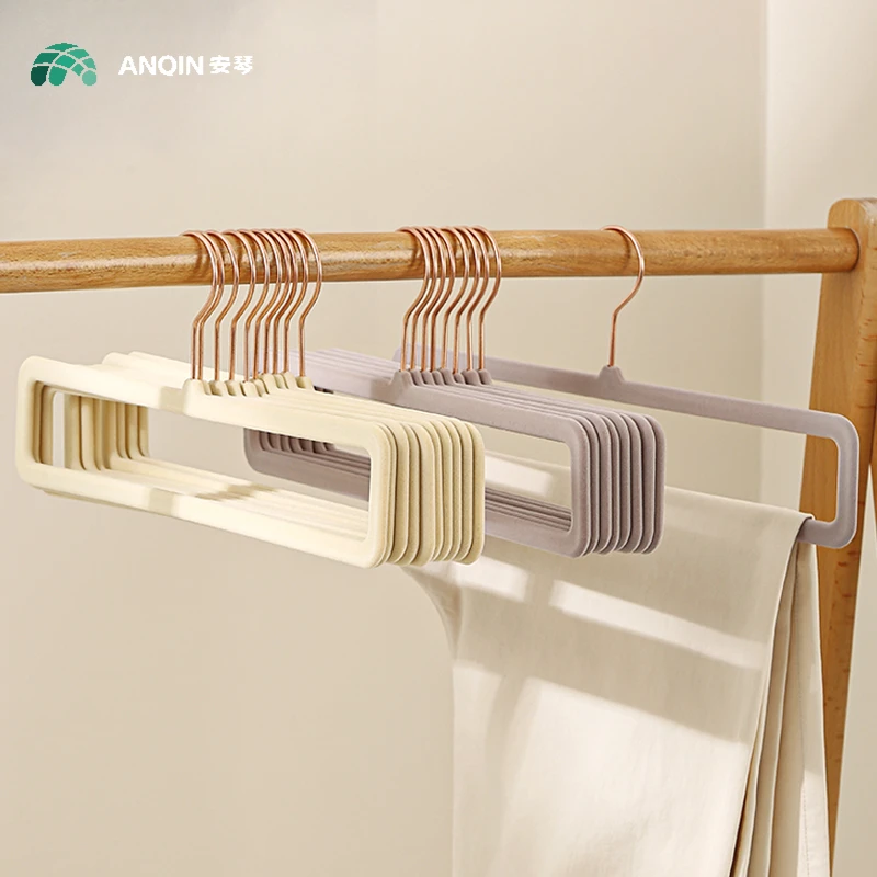 植绒裤架防滑无痕整理收纳师专用木质内置裤子家用裤夹挂裤子衣架