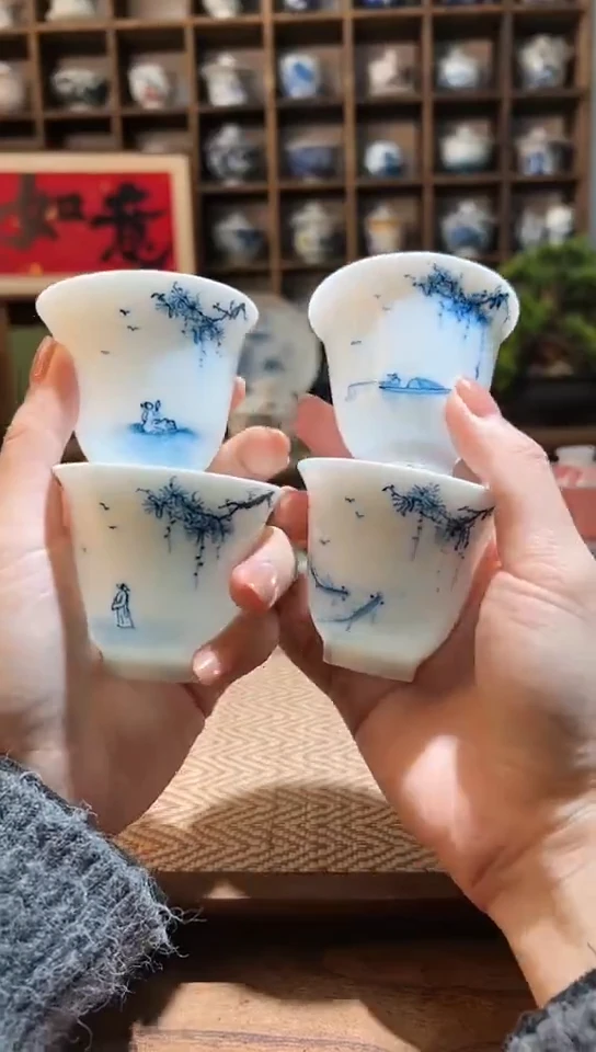 【闪购商品】手绘松下雅集4个主人杯