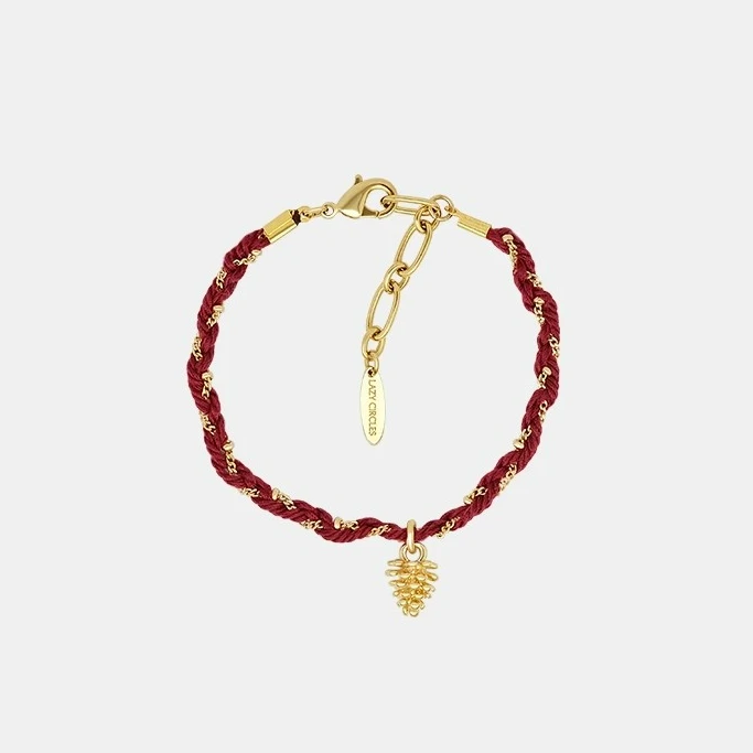 合金手链 【茉舍】LAZY 运松果手链法式度假红绳 LC390007-298